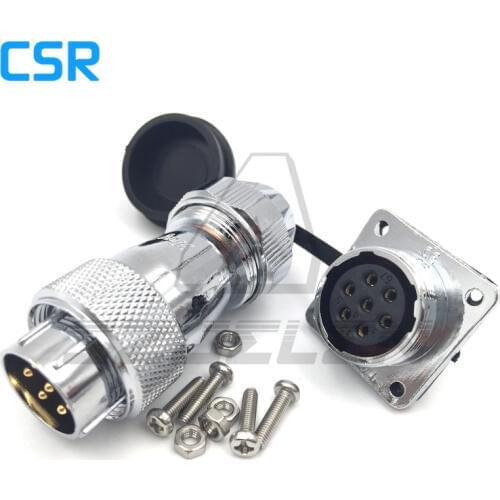 WF20 series Waterproof metal circular 7 pin connector, 7pin power and signal waterproof cord led wire connector ip67