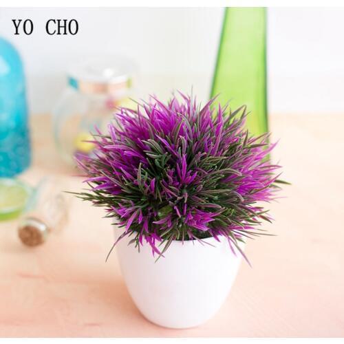 YO CHO Artificial Plant Potted Set 32-Headed Phoenix Grass Ball Simulation Plant Flower Ball Fake Flower Home Wedding Decoration