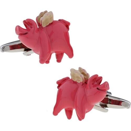 Animal Series Cufflinks Trendy Mens Jewelry Gifts French Shirt Accessories Personality New Red Flying Pig Shape Cuff Links