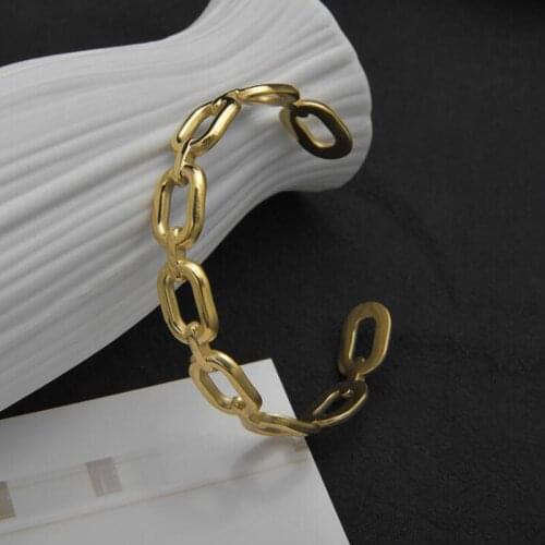 Gift for Girlfriend Steampunk New Luxury Stainless Steel Ladies Bracelet Golden Hollow Opening Junk Aesthetic Jewelry Bracelet