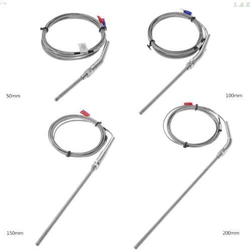 2m K Type Thermocouple Probe 50mm/100mm/150mm/200mm Stainless Steel Thermocouple 0-400C Temperature Sensor l29k