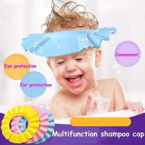 3 Colors 1 Pcs Soft Baby Kids Children Shampoo Bath Shower Cap Adjustable Baby Shower Hat Baby Shampoo Cap Wash Hair Shield