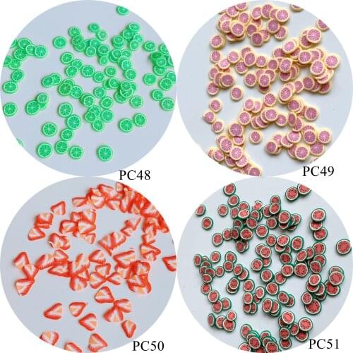 100g/bag Polymer Clay Slices Fruit Designs polymer clay slices Lemon Strawberry Watermelon Grapefruit