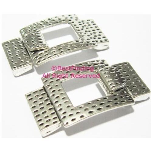 15mm flat leather clasp Dotted 15x2mm hook clasp Multi strand bracelet connector -FH21