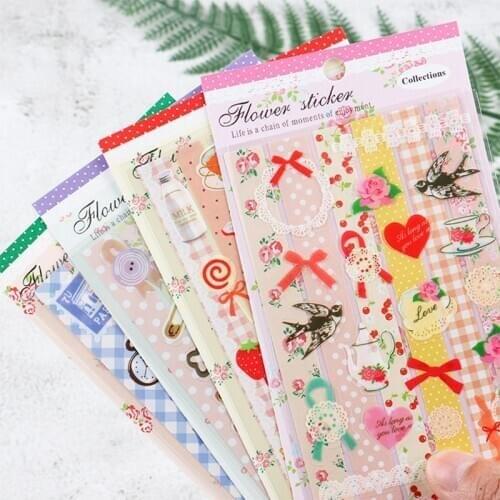 2 Sheet/Pack Lace Flowers DIY Decorative Stickers Handbook Diary Stick Label Decoration