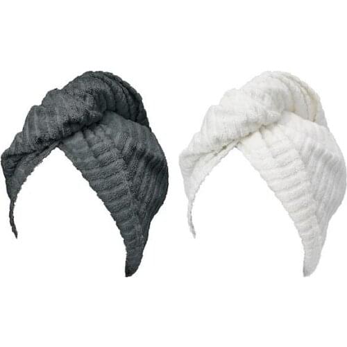 2 Pieces of Hair Towel Dark Gray and White