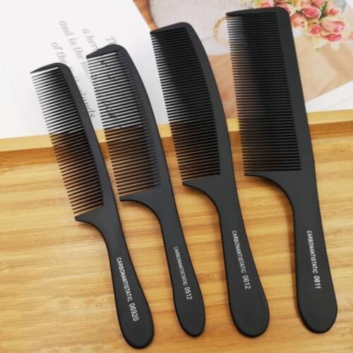 2pcs Black Hair Salon Comb Hairdressing Carbon Comb Antistatic And Heat Resistant Hairdresser Cutting Comb In Carbon Material