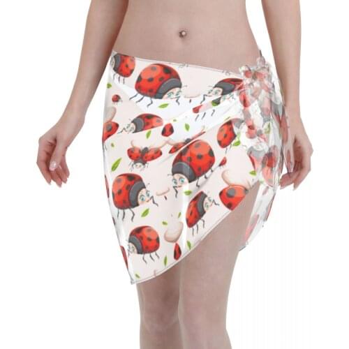 2021 Women Swimwear Pareo Scarf Bikini Cover-Ups Wrap Kaftan Sarong Beach Sexy Skirts Ladybug Swimsuit Cover-Ups