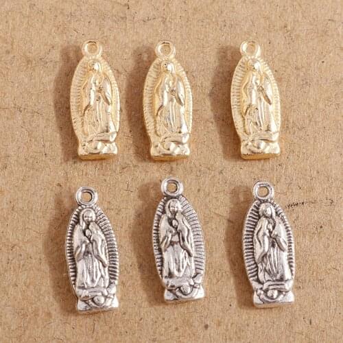 20pcs 6*15mm Plated Metal Gold Silver Color Buddha Statue Charms Pendant DIY Tibetan Jewelry Findings Fit Bracelet Necklace