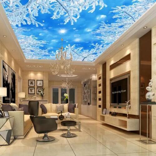 YOUMAN 3d Photos Custom Stereo 3d Ceiling Wallpapers Murals Snowflake Decoration 3d Wall Murals Wallpaper for Walls Home Decor