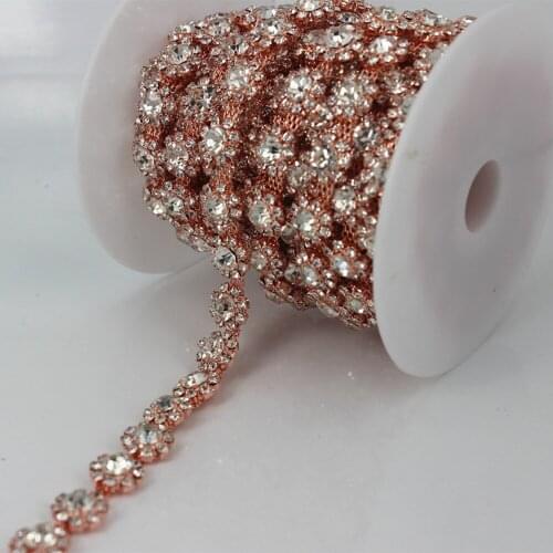 5yard/roll blingbling rhinestone trim chain crystal patches handmade DIY sewing bride dress belt sash accessory wedding applique