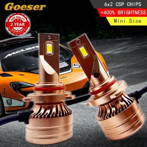 Goeser Vehicle Headlight LED H11 Bulb H1 Lamp H7 Light H5 9005 9006 HB3 HB4 9012 CSP Chip 12V 6000K 12000lm Canbus Mini Size
