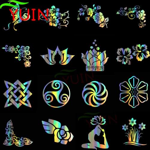 Car Sticker Decor Motorcycle Decals Beautiful Flowers Series Creative PVC Decorative Accessories Sunscreen Waterproof Decal