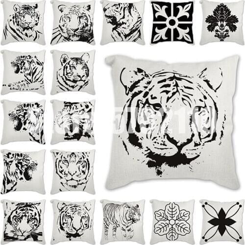 Cushions Covers Geometric flower tiger Printed Linen Cushion Cover Living Room Home Decorative Throw Pillows Cases for Sofa Car