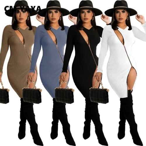 Модные трикотажные платья CM.YAYA China At AliExpress