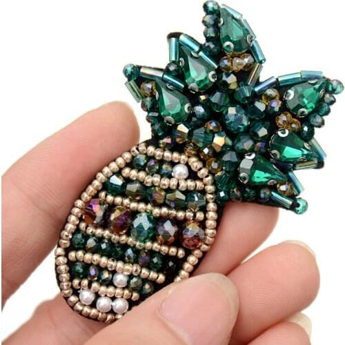 DIY 3D Handmade embroidery beaded pineapple sequins patch with pin applique for Coat Trousers Bag Brooch
