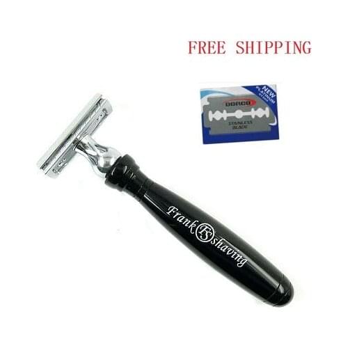 Frank Shaving-Double Edge Safety Razor with Faux Ebony Handle +FREE BLADE+FREE SHIPPING #DE-01EB