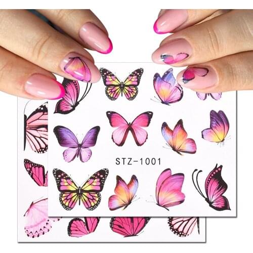 Holographic 3D Butterflies Nails Art Manicure Stickers Blue Black Decals Spring Theme Flowers Nail Decoration Manicure