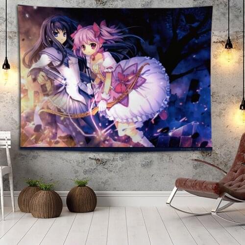 Hot Sale Custom Anime Kaname Madoka Printed Tapestry Background Decorative Tapestry Various Sizes Wall Hanging Decor