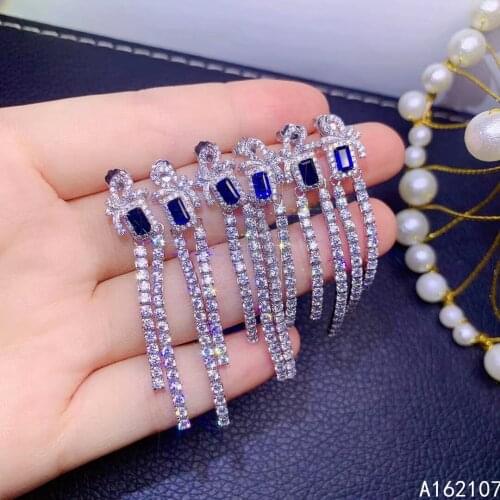 Exquisite Jewelry 925 Sterling Silver Inset With Natural Gemstone Womens Luxury Exquisite Sapphire Earrings Eardrop Support Tes