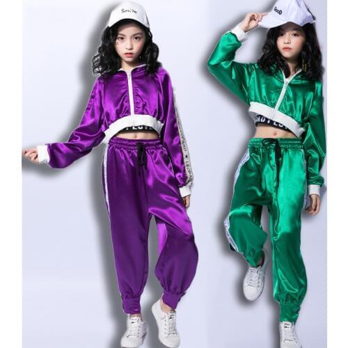 Hip Hop Costume Hiphop Kids Street Dance Clothes Long Sleeve Jacket Vest Pants Stage Outfits Jazz Wear Girl Set Suit DNV10419