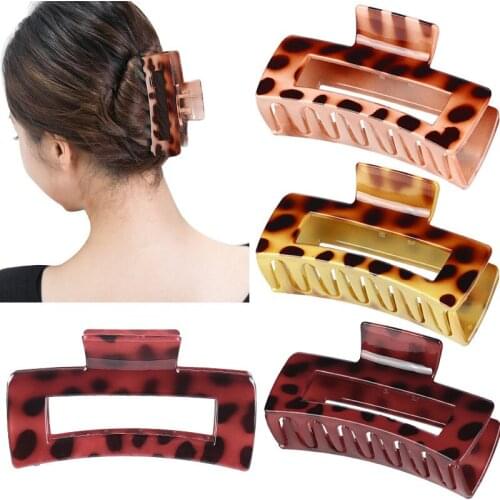Korean Geometric acrylic hair claw clips ponytail holders washing headress tools leopard crabs for hair women hair accessories