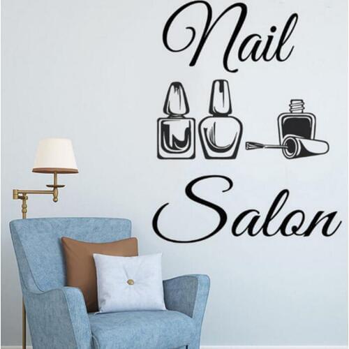 Nail Polish Logo Wall Decals Wallpaper For Beauty Salon Vinyl Window Decoration Manicure Design Mural Decals Interior Art Poster