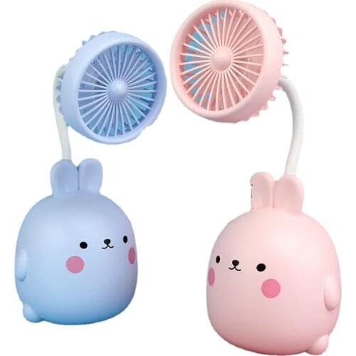 Mini Fan Desktop Fan Summer Handheld Fan Going Out Mini Fan Cartoon USB Charging Office Student Dormitory Desktop Office