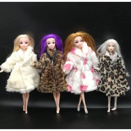 Miniature Fur Coat Winter Overcoat Fashion Girl Clothes for Dolls Dress Up