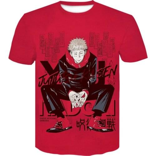 Fashion manga t shirt for men women 3D Print Japan anime Jujutsu Kaisen T-shirts Summer O-Neck Tops Oversize Red shirt S-6XL