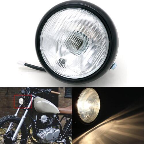 Motorcycle Retro Metal Grid Halogen Front Headlight Head Lamp Bracket for CG125 Harley Cafe Racer Honda Lightings Accessories