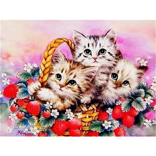 Animal Cat DIY Embroidery 11CT Cross Stitch Kits Needlework Craft Set Printed Canvas Cotton Thread Home Dropshipping