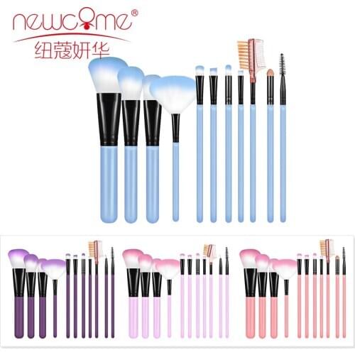 NEWCOME 11pcs Makeup Brush Set Eye Brush Beauty Tools Fan Powder Eyeshadow Contour Beauty Cosmetic Colorful For Make Up Tool