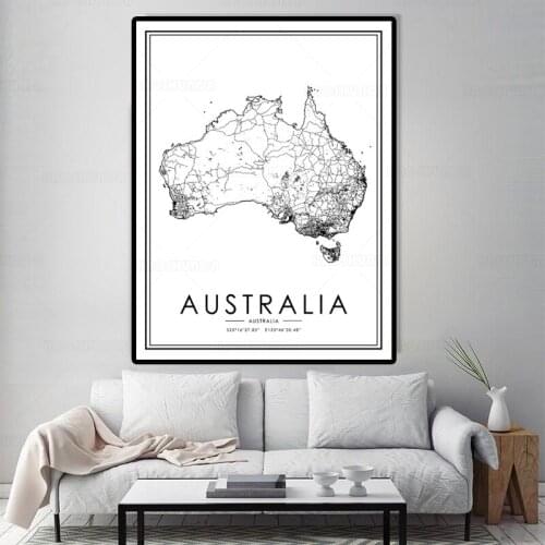 World City Map AUSTRALIA Print Nordic Posters Wall Art Canvas Painting Wall Pictures For Living Room Decor