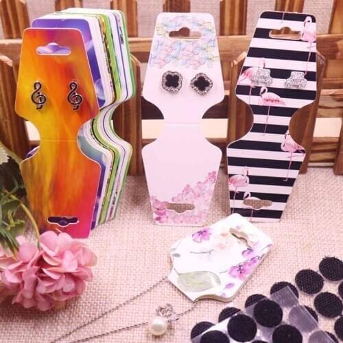 2018 New 100 pcs DIY 120x45m Self AdhesiveNecklace Card Dream Catch Her earring card Colour Nice Design 1Pair Earring Card