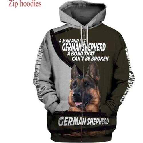 PLstar Cosmos Mens for women funny jacket German Shepherd hoodies 3D printed Hoodie Casual animal zip hoodies Streetwear tops