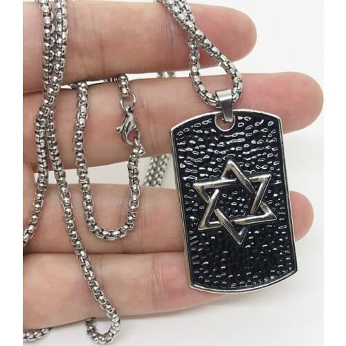 Magen David Pendant Israel Chain Necklaces Men Women Alloy Judaica Silver Color Jewish Jewelry