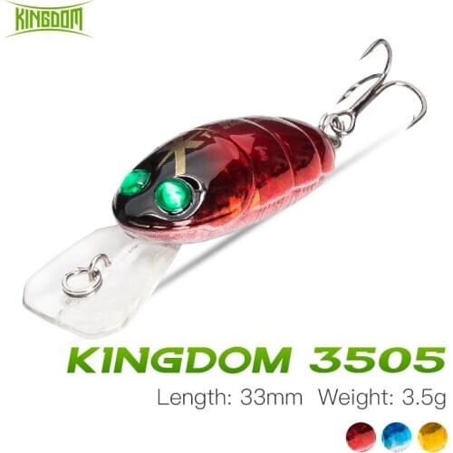 Kingdom Insect Fishing Lure 33mm 3.5g Floating Cicada Hard Crankbait Fishing Wobblers For Bass Carp Perch Pike Trout Fishing