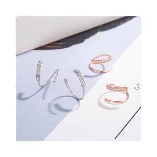 2020 fashion new Korean version small fresh single row drill wave short earring line earring stud