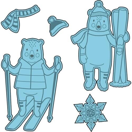 Winter Skiing Bear Clear Stamp and Cutting Dies DIY Card Album Make Scrapbook Crafts Stencil New Supplies 2020