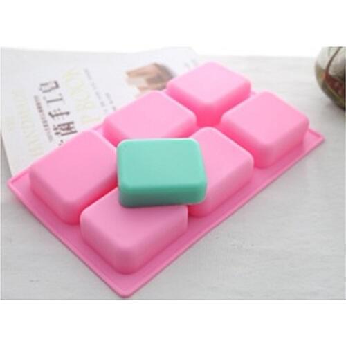 1pcs Six-Holes Squares Shaped (xj233) Silicone Handmade Soap/Cake Mold Crafts DIY Mould