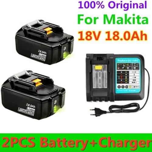 18V 18000mAh Li-Ion Battery Replacement Power Tool Battery for MAKITA BL1880 BL1860 BL1830+3A Charger