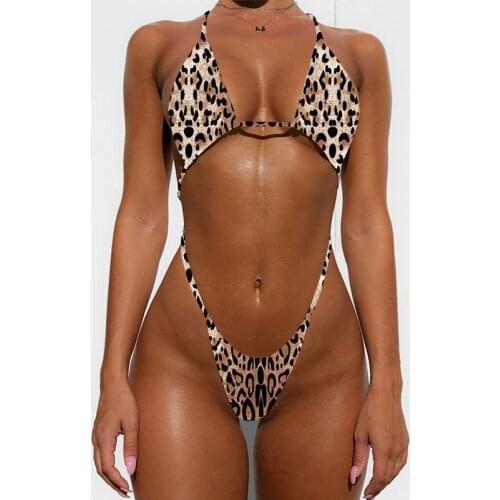 Sexy Womens Sequin Strappy Bikini Suits Solid Color One-piece Tight High Waist Thong Swimsuit Leopard Bathing Suit Beachwear