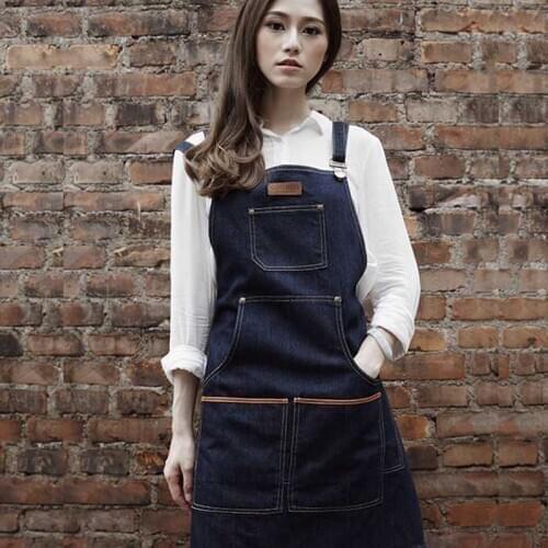 High-end cowboy apron barista baking beauty nail painting floral tattoos overalls work aprons