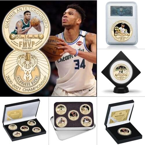WR Greek Basketball Player Gold Plated Commemorative Coins Collectible Sports Challenge Coin Souvenir Gifts for Boys Men Fans