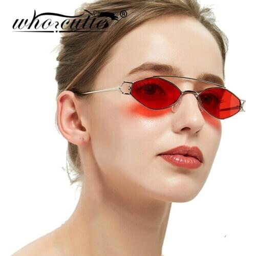 WHO CUTIE 2019 Retro 90S Tiny Sunglasses Women Brand Designer Gold Metal DIAMOND SHAPE Frame Small Oval Sun Glasses Shades OM759