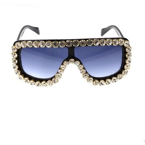 Women Sunglasses vintage designer Fashion super frame windproof square crystal Sunglasses cool glasses