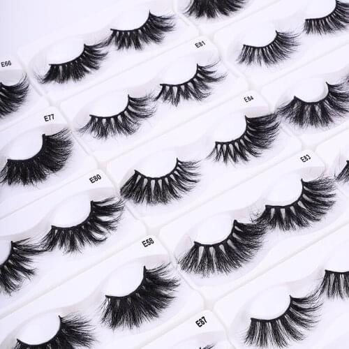 1 Pair 25Mm 5D False Eyelashes Handmade Mink Hair Natural False Eyelashes Dramatic Fluffy Soft Wispy Volume Cross Eyelash Makeup