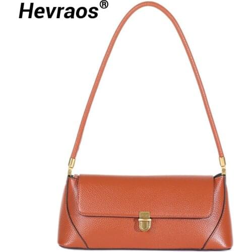 100% Genuine Leather Women French Handbag Cowhide Messenger Bag Lady Underarm Bag Fashion Shoulder Bag Girls Daily Crossbody Bag