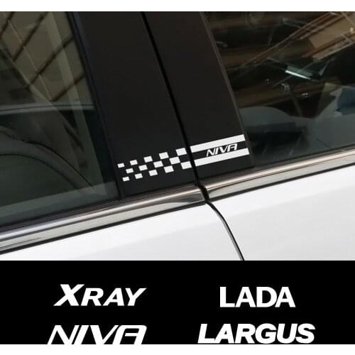 2PCS Car Window B Pillars Column Cover Reflective Trim Stickers For Lada Xray Largus Niva Auto Decorative Decal Car Accessories